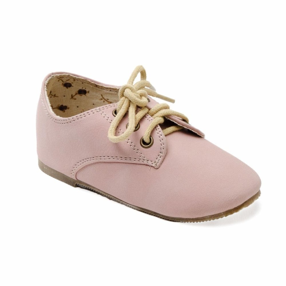 The Doll Maker Toddler Classic Oxford Lace up Dress Shoes - Nude - Size 5